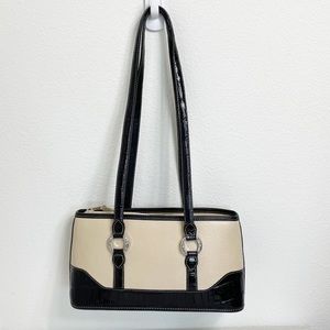 Brighton Vintage Cream Black Crocodile Shoulder Purse